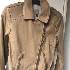 Genuine Leather moto jacket with jersey lining